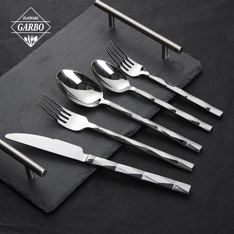 Elegant 18/10 Stainless Steel Cutlery Set high-end flatware with diamond handle