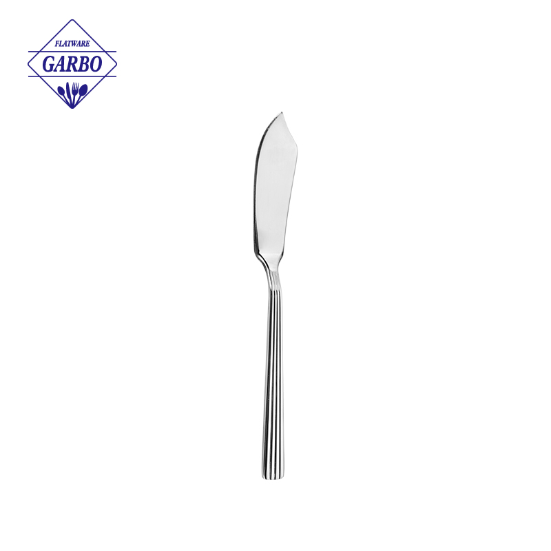 Popular Model Stainless Steel Flatware with Embossed Vertical Stripe