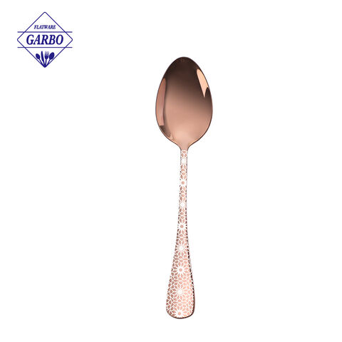 Premium Rose Gold Flatware Set with Intricate White Color Laser Pattern-Out Handles
