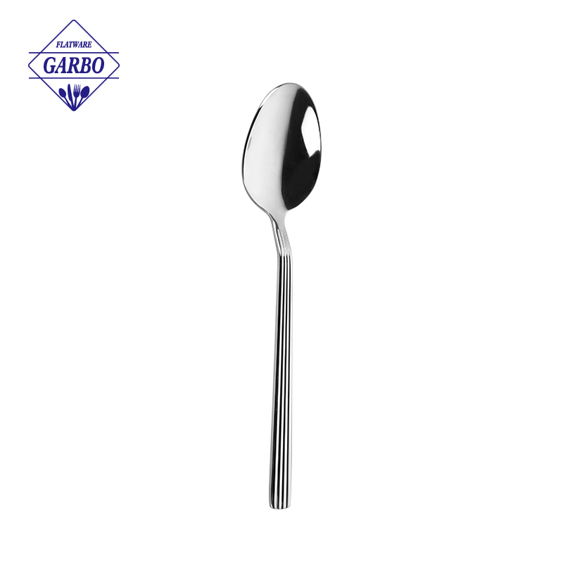 Stainless Steel Spoon with Vertical Striped Handle