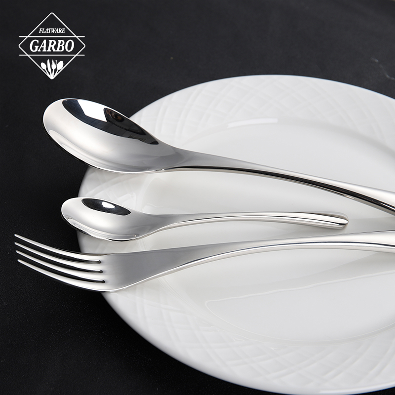 Modern Mirror Polished Stainless Steel Ergonomic Dinner Spoon