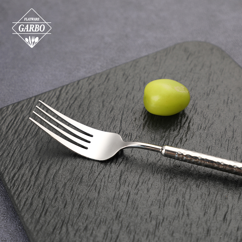 Modern Hammer Embossed Handle Stainless Steel Flatware Set