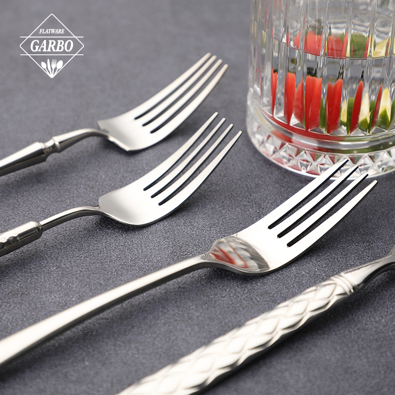 Mirror Polish Stainless Steel Dinner Cutlery Set with Engraved Handle
