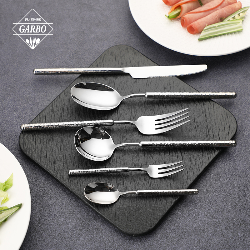 Hammered stainless steel flatware