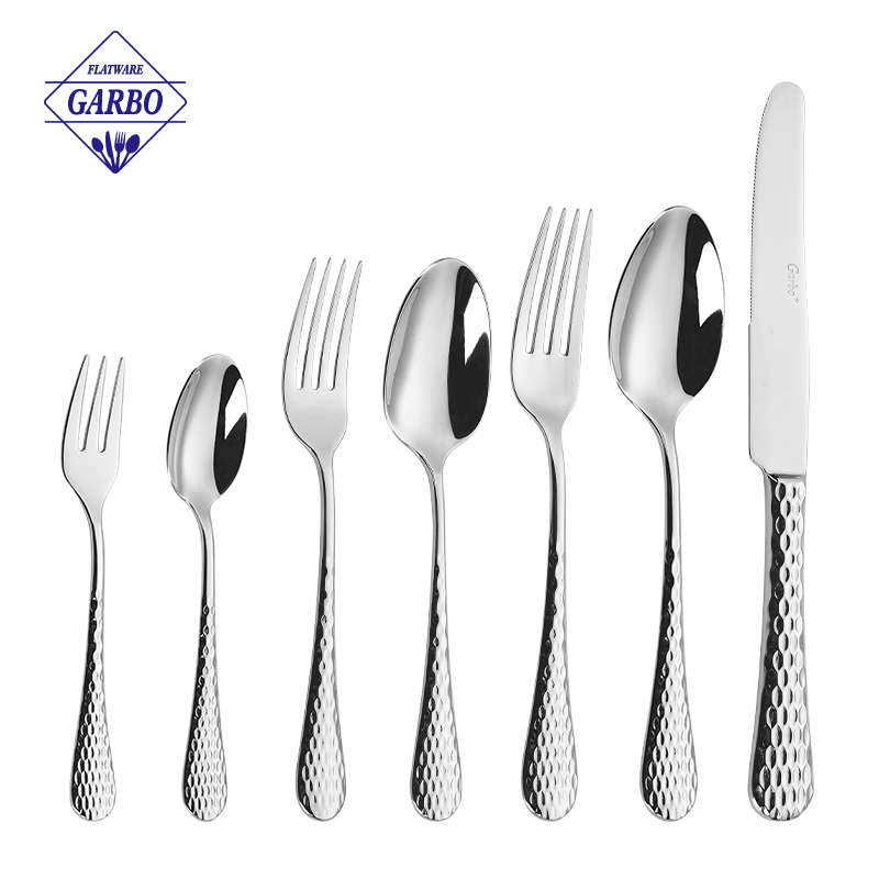 Modern Hammered Handle Stainless Steel Cutlery Collection flatware made in Turkey
