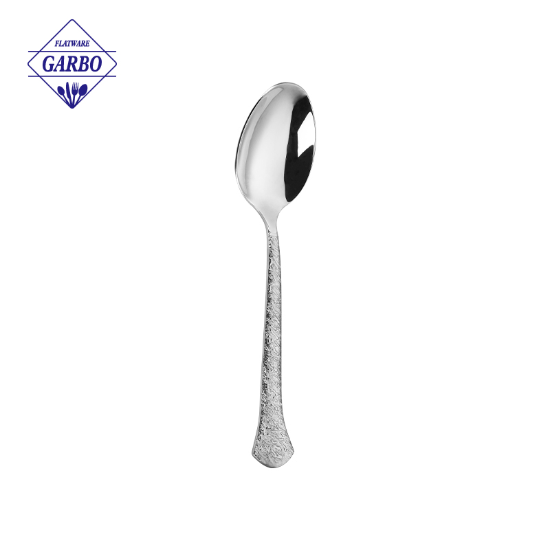 Elegant Hammered Texture Series Stainless Steel Dessert Spoon