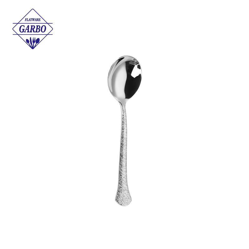 Elegant Hammered Texture Series Stainless Steel Dessert Spoon