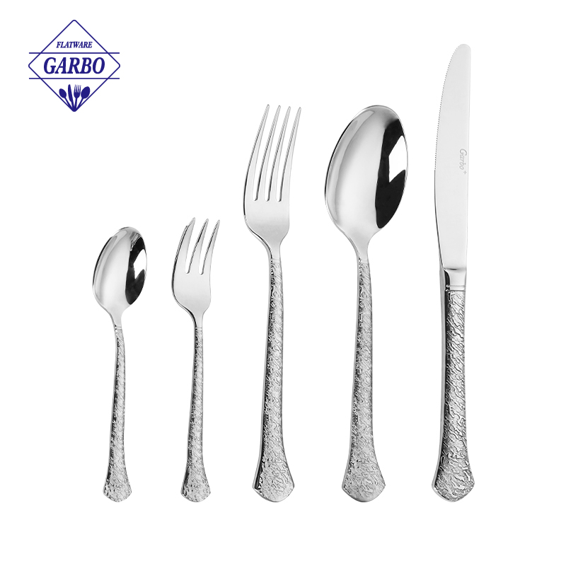 Elegant Hammered Texture Series Stainless Steel Dessert Spoon