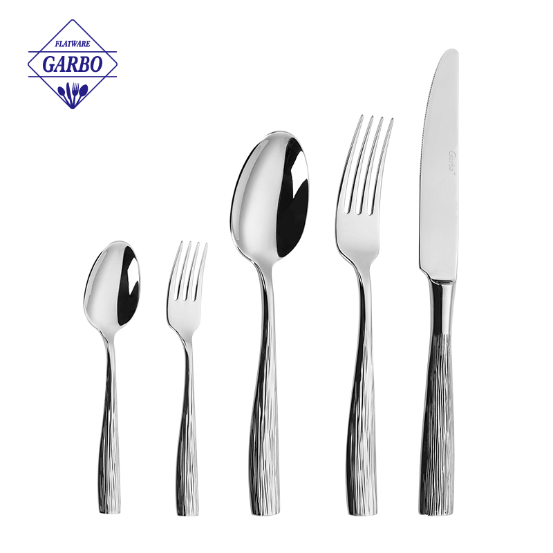 Wholesale New Design 304 Stainless Steel Cutlery with Embossed Handle wholesale market in China
