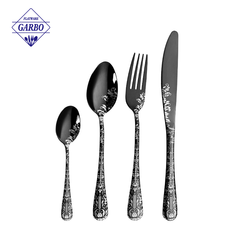 Wholesale Stainless Steel Cutlery with Custom Laser Handle Patterns and Multiple PVD Colors