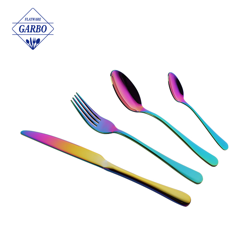Wholesale Stainless Steel Cutlery with Custom Laser Handle Patterns and Multiple PVD Colors