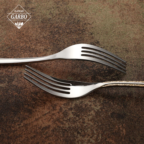 golden handle flatware Silver Set with 24K Gold-Plated Trim