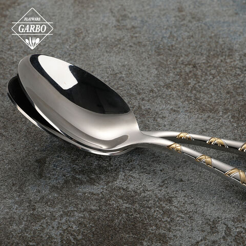 Exquisite High Mirror Polish Stainless Steel Gold Design Cutlery with Metal Stand