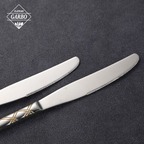 Exquisite High Mirror Polish Stainless Steel Gold Design Cutlery with Metal Stand