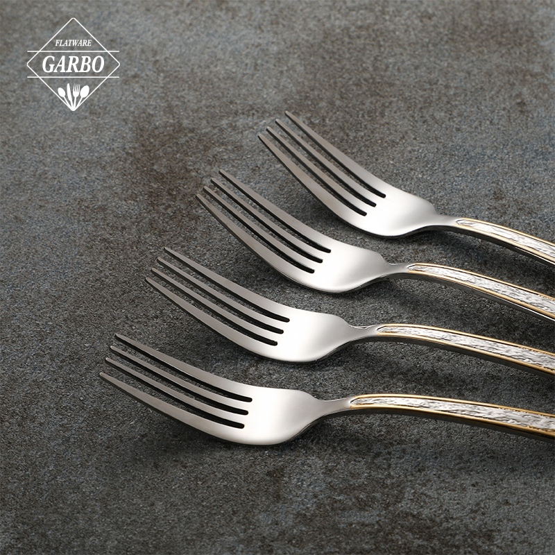 Mirror Polished Stainless Steel Cutlery with Gold Plating Handle