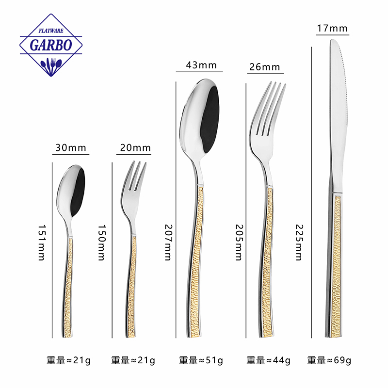 Factory supply 201 golden stainless steel cutlery for the Middle East and Russian markets