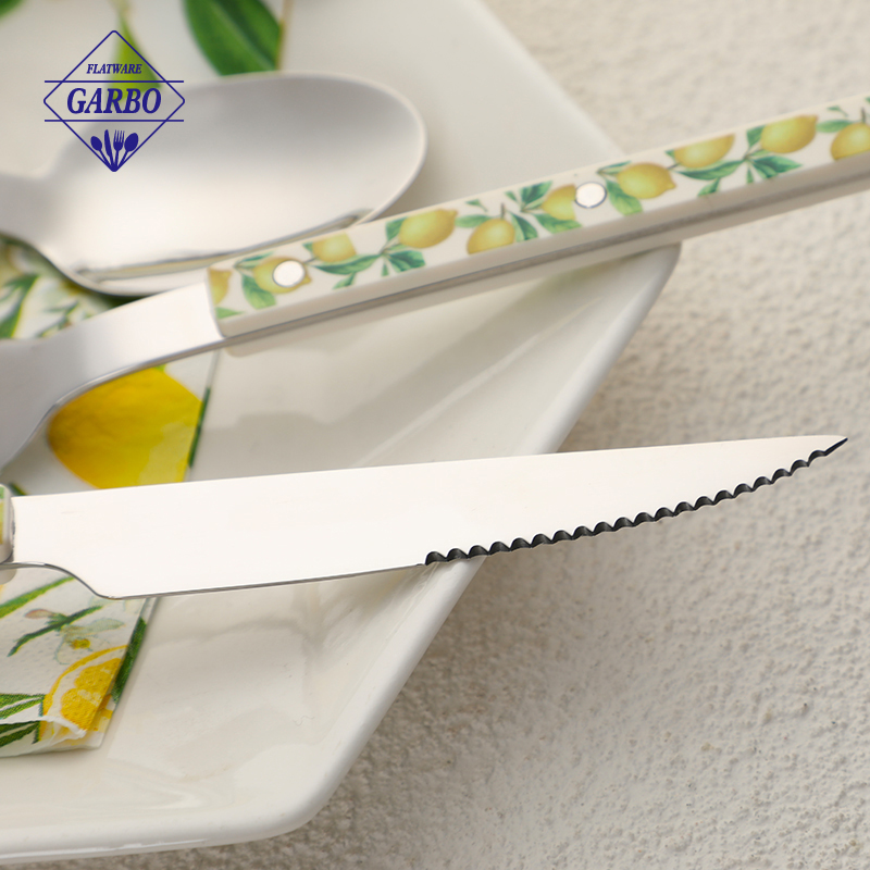 Lemon Plastic Handle Stainless Steel Cutlery for Bulk Supply 
