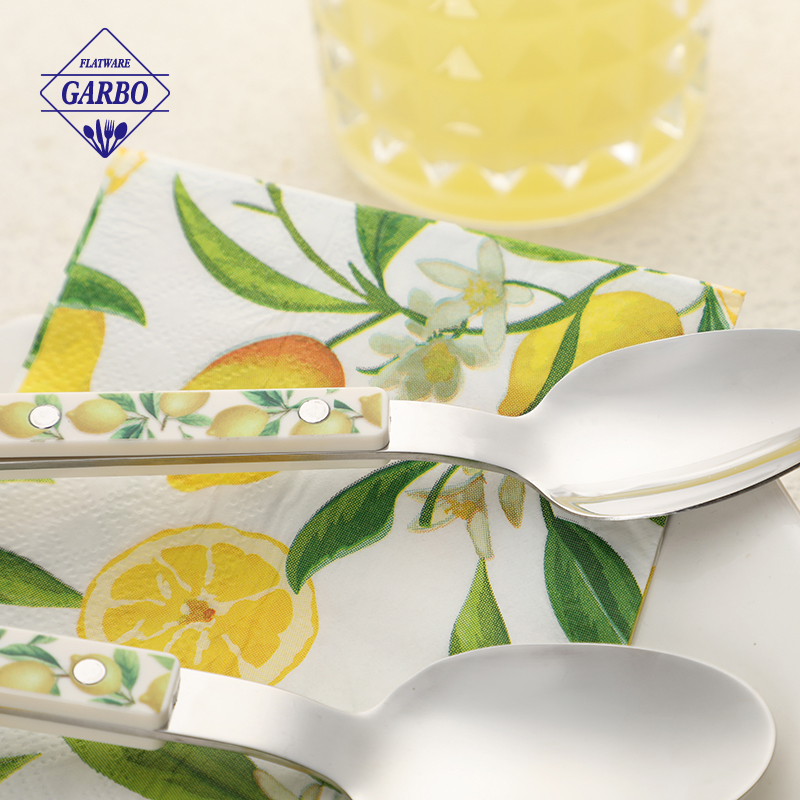 Lemon Plastic Handle Stainless Steel Cutlery for Bulk Supply 