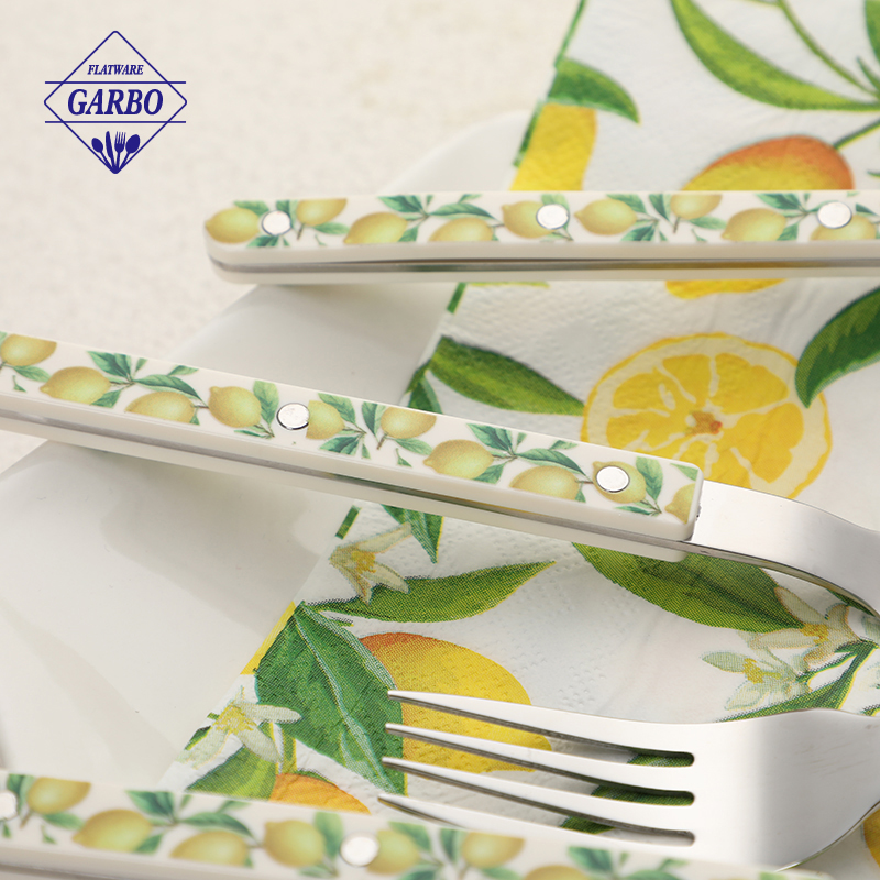 Lemon Plastic Handle Stainless Steel Cutlery for Bulk Supply 