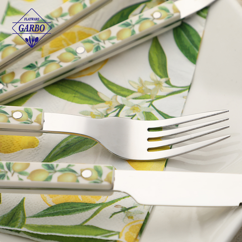 Lemon Plastic Handle Stainless Steel Cutlery for Bulk Supply 