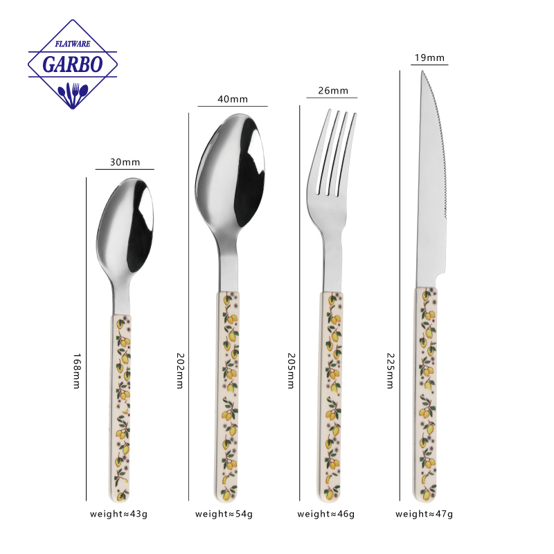 Popular 4 pcs cutlery set with decor handle china supplier 