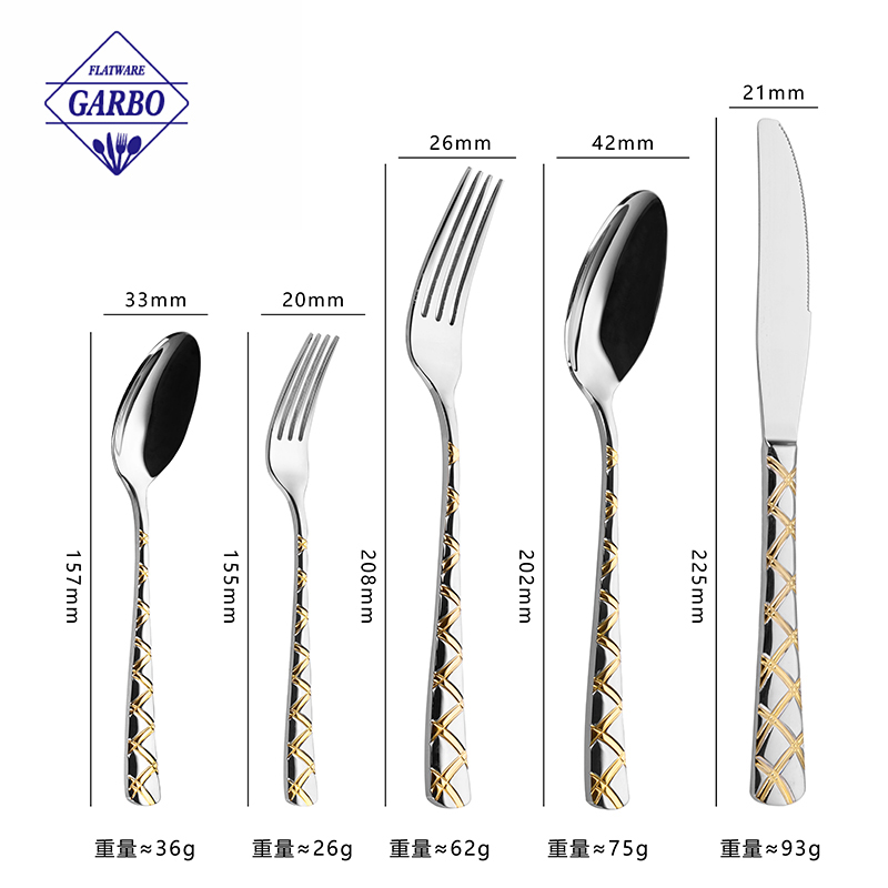 Popular 4 pcs cutlery set with decor handle china supplier 