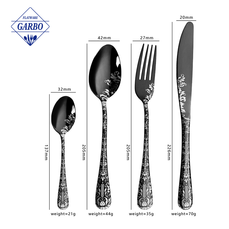 Wholesale Fancy PVD Finish Cutlery with Laser Pattern Customizable Factory Supply