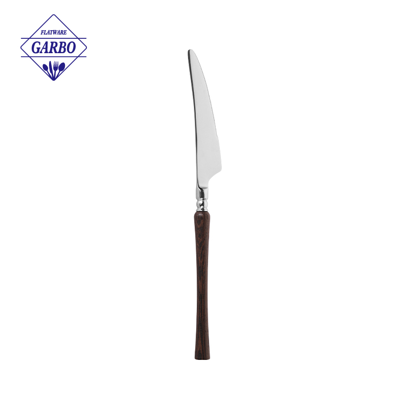B2B Factory Supply Luxury Stainless Steel Dinner Knife with Wooden Handle Design