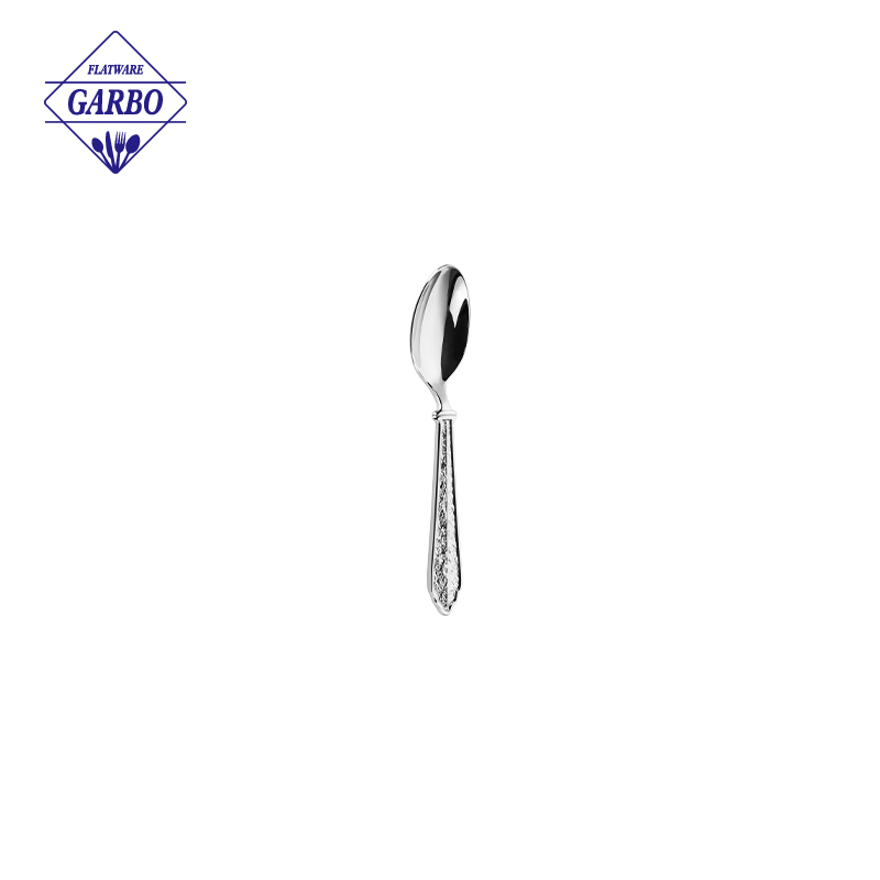 Embossed Vintage Stainless Steel Dessert Spoon, Elegant Decorative Tea Spoon for Home Restaurant Tableware