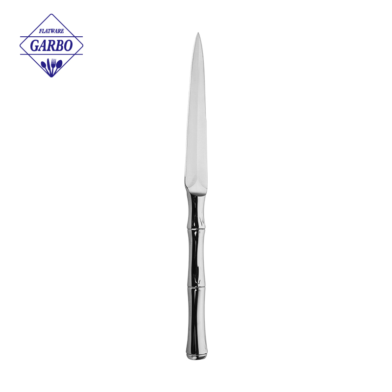 Luxury Mirror Polish Stainless Steel Spoon with Bamboo Design Handle