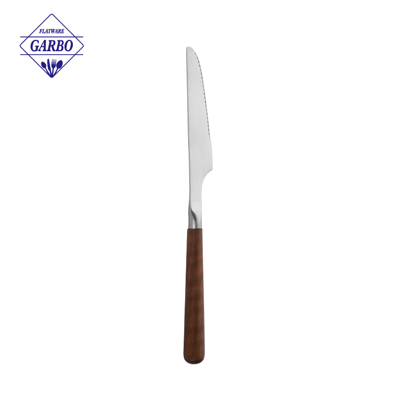 Wholesale Factory Walnut Wood Handle Stainless Steel Steak Knife Custom Logo Western Flatware Knife