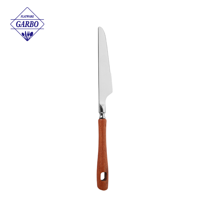 Wholesale Factory Walnut Wood Handle Stainless Steel Steak Knife Custom Logo Western Flatware Knife