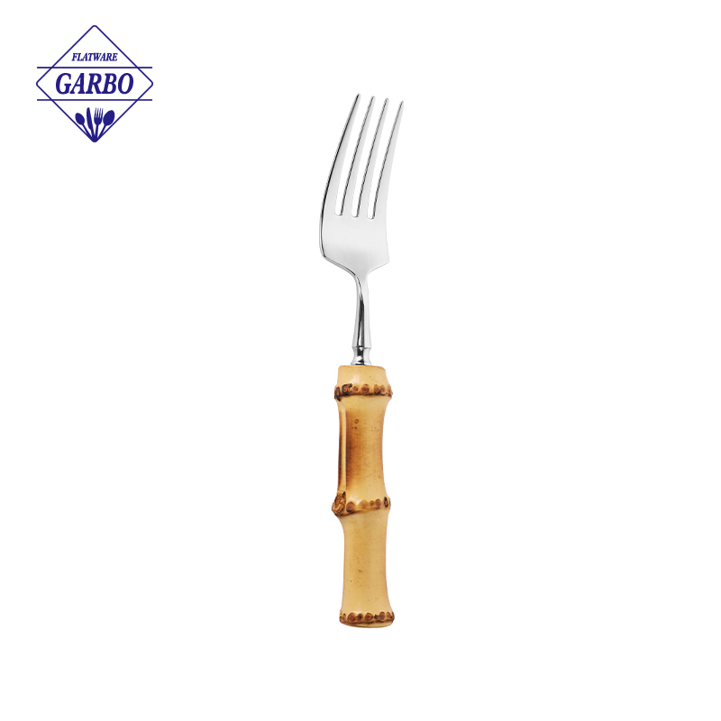 Factory Wholesale Natural Bamboo Handle Stainless Steel Cutlery Set Mirror Polish Western Tableware Knife Fork Spoon For Restaurant Home