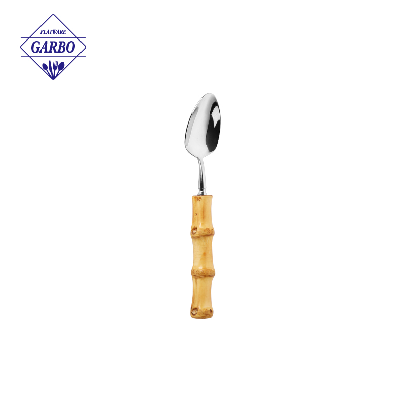 Factory Wholesale Natural Bamboo Handle Stainless Steel Cutlery Set Mirror Polish Western Tableware Knife Fork Spoon For Restaurant Home