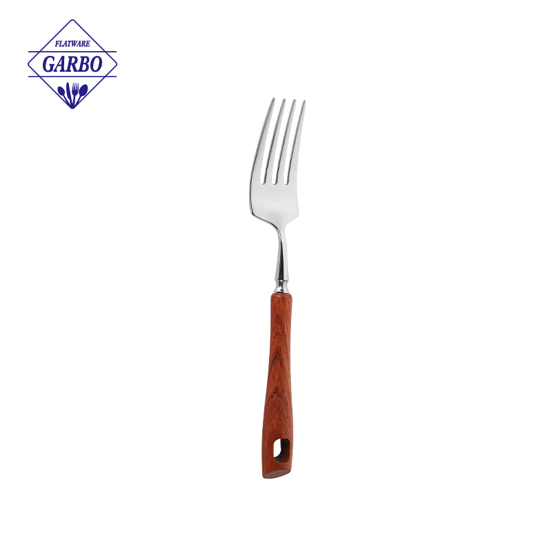 Wholesale Wooden Handle Stainless Steel Dinner Fork Premium Quality Flatware