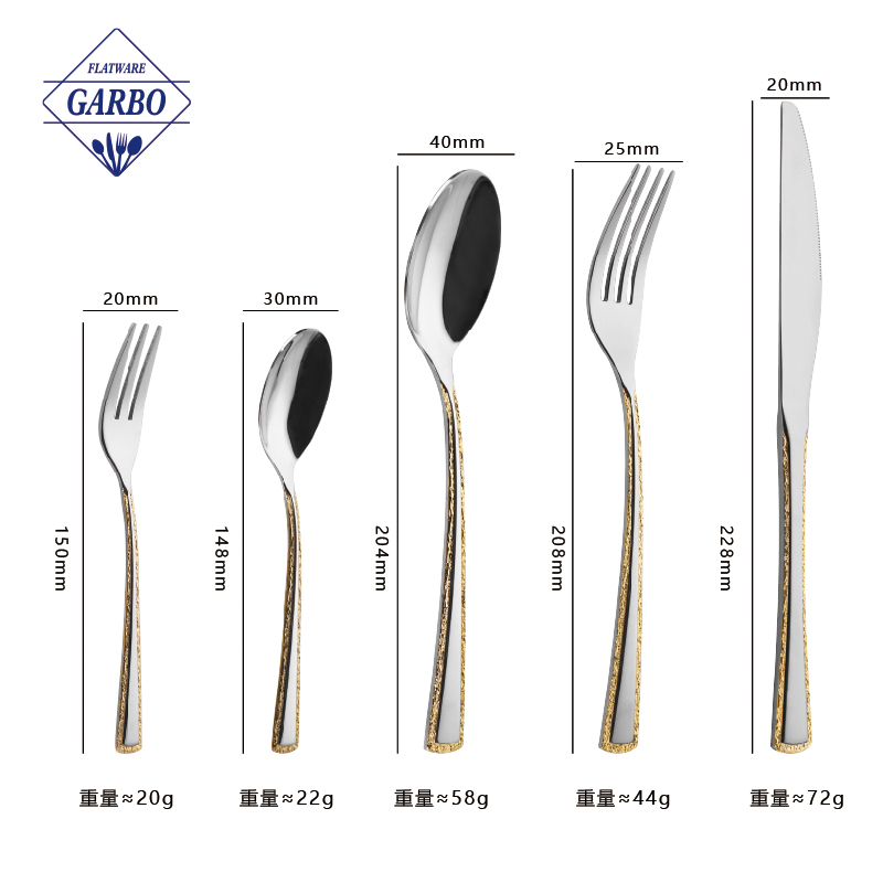 Home Kitchen Middle east Gold flatware set 20 Piece Stainless Steel for Family Daily Use