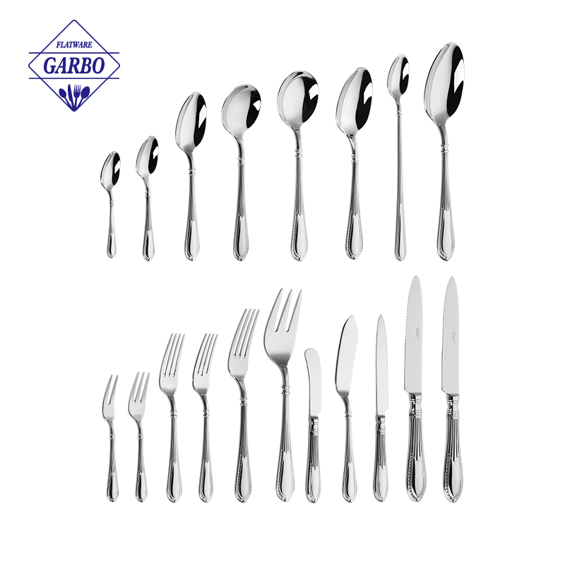 Classic European 304 & 420 Stainless Steel Flat Cutlery Set Factory OEM