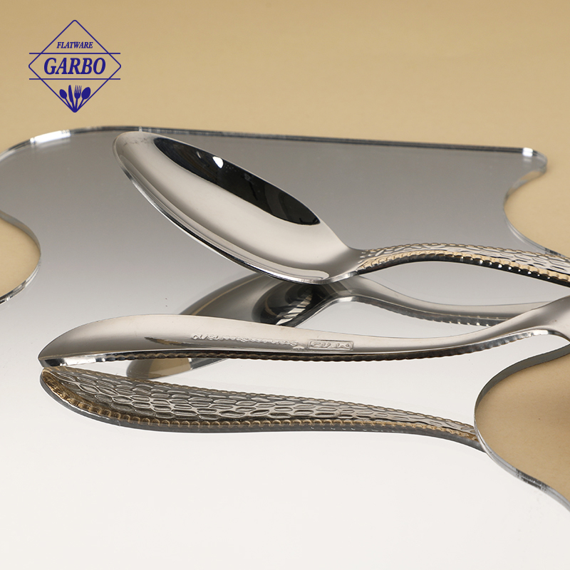 Special Gold Plating Hammered Design Stainless Steel Flat Cutlery Wholesale