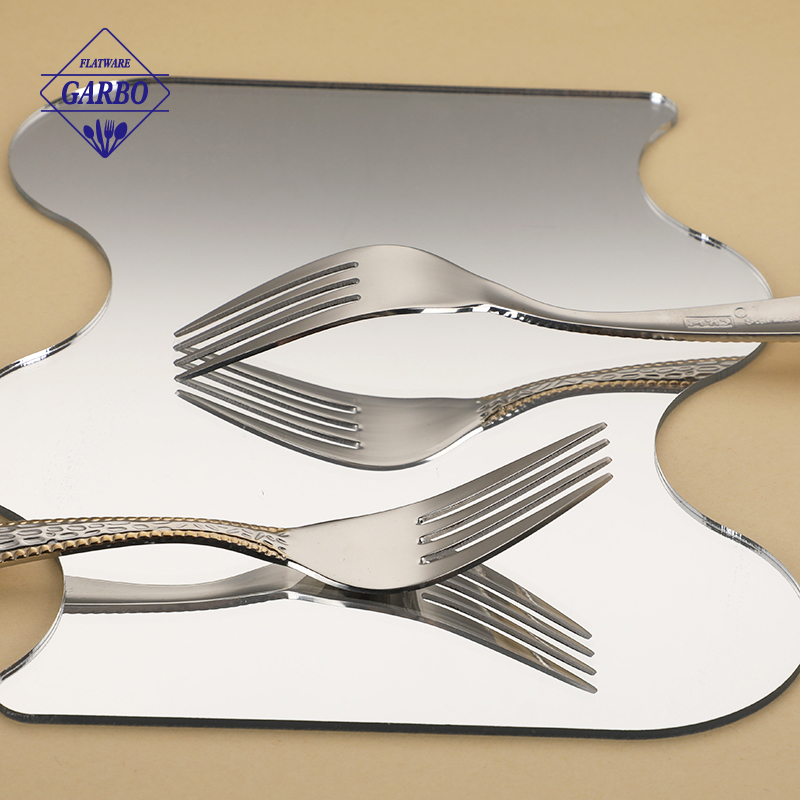 Special Gold Plating Hammered Design Stainless Steel Flat Cutlery Wholesale