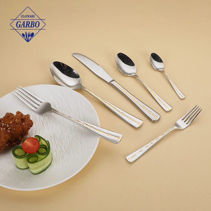 Factory Hot Sale Elegant Stainless Steel Cutlery Set with Gold Plating