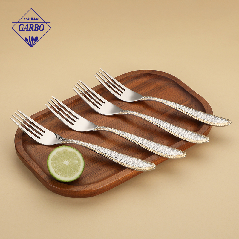 ​Factory Supply Luxury Golden 201 Stainless Steel Flatware Dinner Fork Set for Wholesale