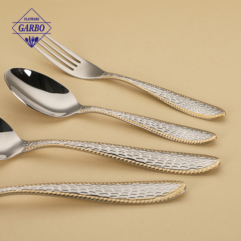 ​Factory Supply Luxury Golden 201 Stainless Steel Flatware Dinner Fork Set for Wholesale