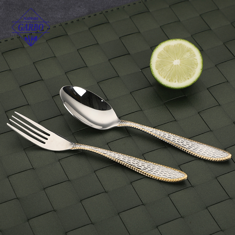 ​Factory Supply Luxury Golden 201 Stainless Steel Flatware Dinner Fork Set for Wholesale