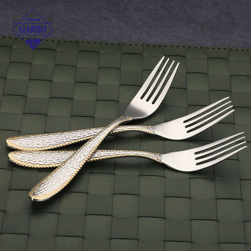 ​Factory Supply Luxury Golden 201 Stainless Steel Flatware Dinner Fork Set for Wholesale
