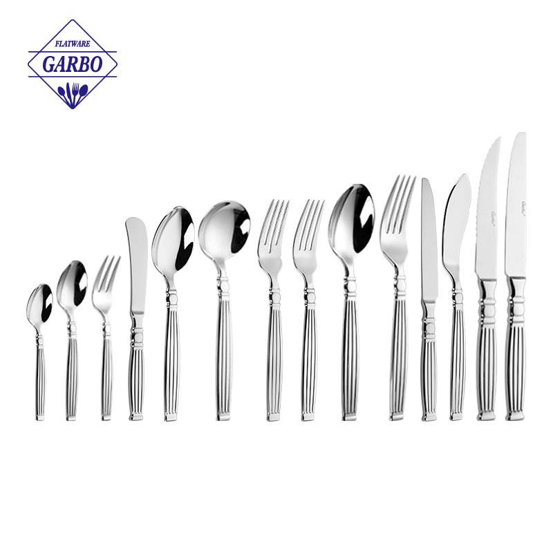 Luxury Roman Column Handle Stainless Steel Flatware Set Mirror Polish Vintage Cutlery Knife Fork Spoon Silverware for Hotel Restaurant Wedding Gift