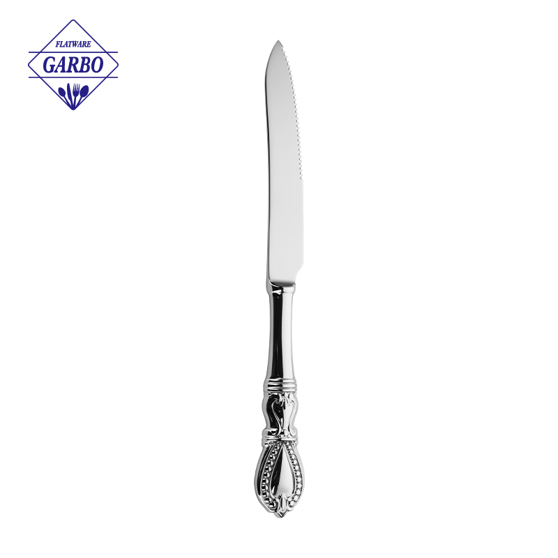 Heavy Duty 420SS Dinner Knife Deep Processed Engraved Handle for Catering Supply