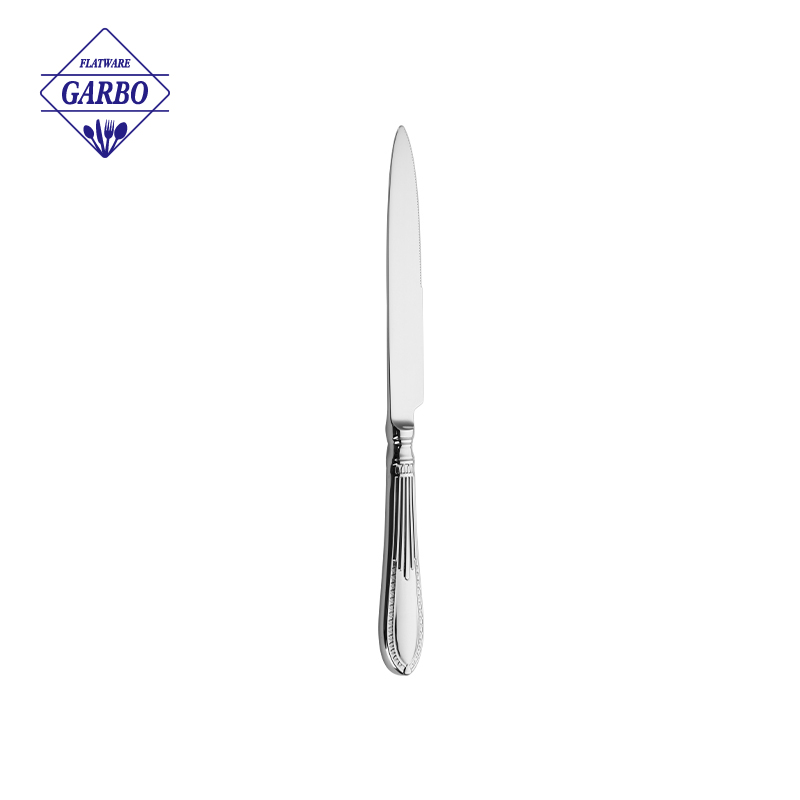 Heavy Duty 420SS Dinner Knife Deep Processed Engraved Handle for Catering Supply