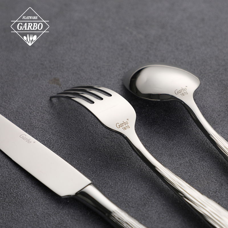 Garbo 20-Piece premium stripe pattern 18/8 cutlery set Flatware Set Dishwasher Safe
