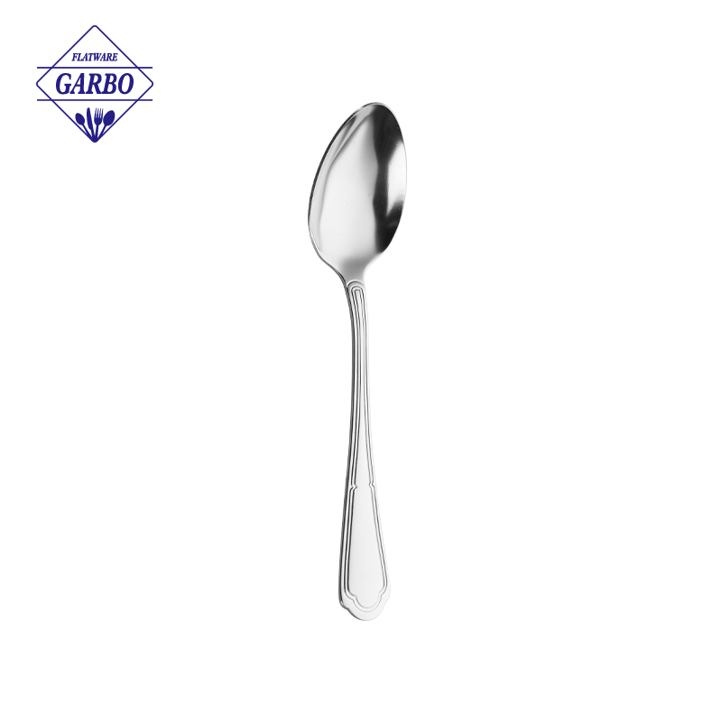 Premium Stainless Steel Dinner Spoon with Exquisite Elegant Handle Pattern Wholesale Supply Cutlery