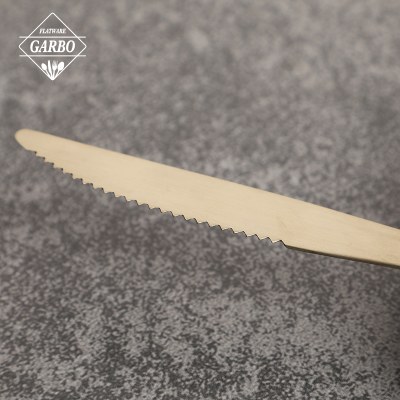 Luxury Champagne Gold Nordic Style Grid Handle Cutlery Jieyang Flatware Factory Direct
